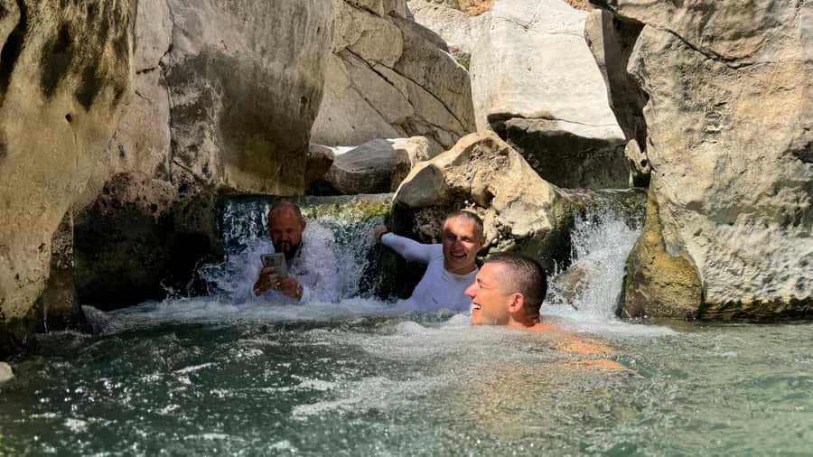 From Muscat: Desert Overnight and Wadi Bani Khalid - Wadi Bani Khalid: water, palms, and a practical swim stop