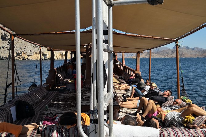 Khasab Dhow cruise-Half day with summing, dolphin watching - Leaving Khasab Port for the Musandam Fjords