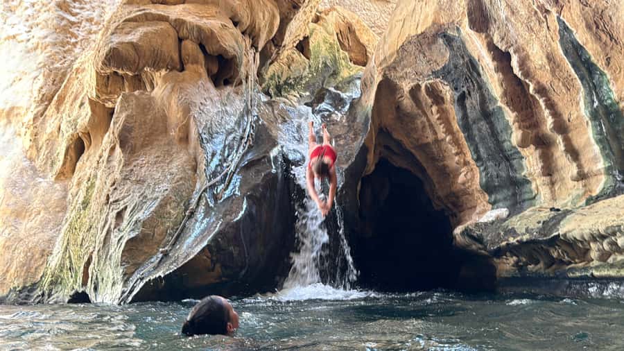 Oman’s Hidden Gems: Wadi Shab & Bimmah Sinkhole - The Short Boat Ride Into Wadi Shab