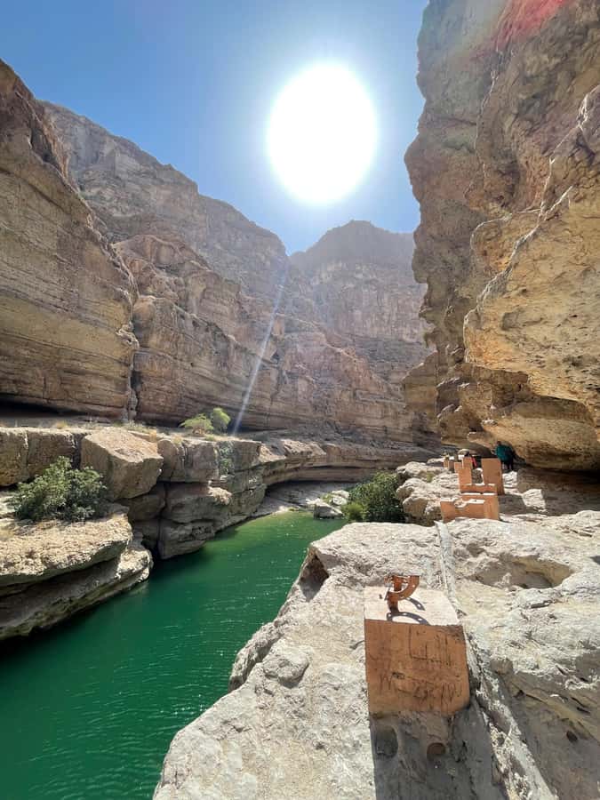 Wadi Shab Parking Meet the Local Guide for Self drivers - The five-minute boat ride across the river